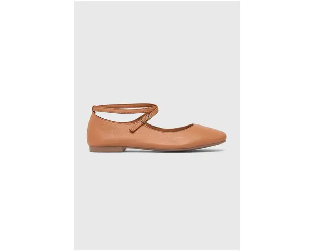 Answear Lab balerini de piele culoarea maro