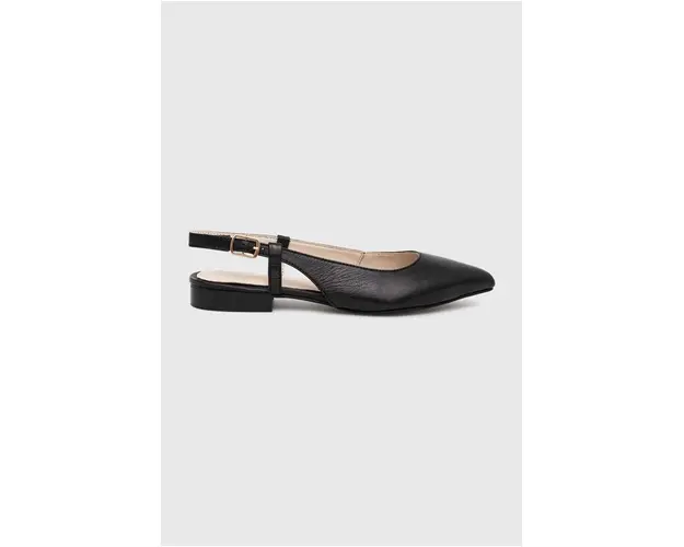 Answear Lab balerini de piele culoarea negru, cu toc deschis