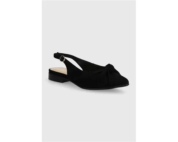 Answear Lab balerini din piele intoarsa culoarea negru, cu toc deschis