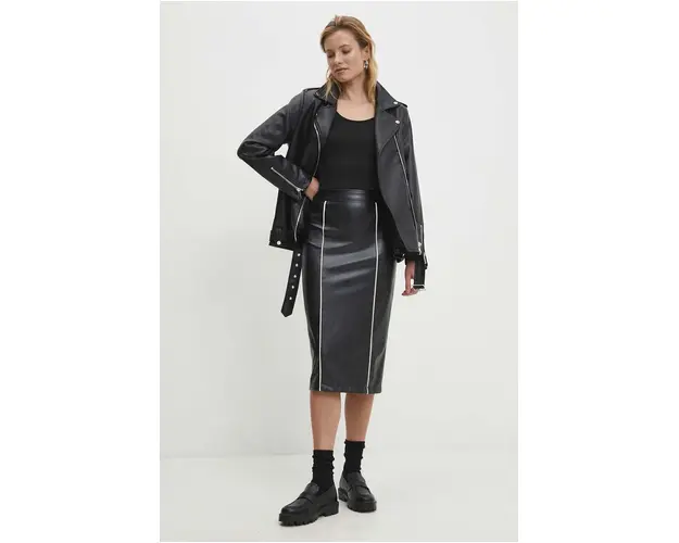 Answear Lab fusta culoarea negru, midi, creion