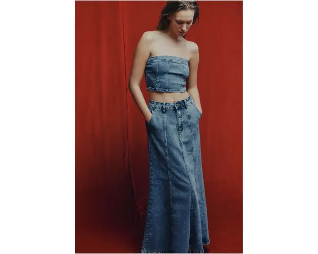 Answear Lab fusta jeans maxi, evazati