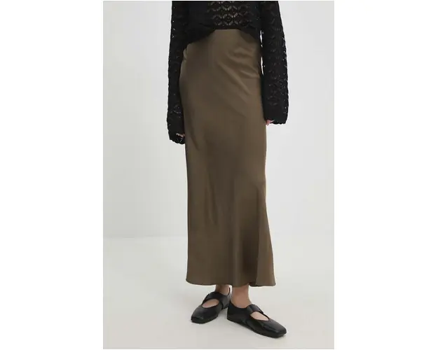 Answear Lab fusta culoarea verde, maxi, evazati