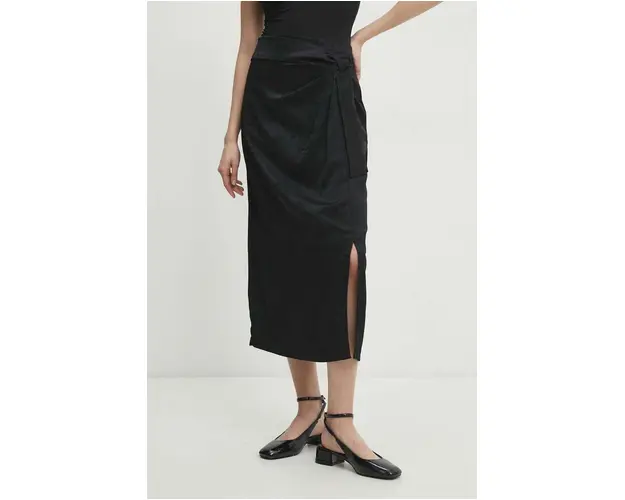 Answear Lab fusta culoarea negru, midi, drept