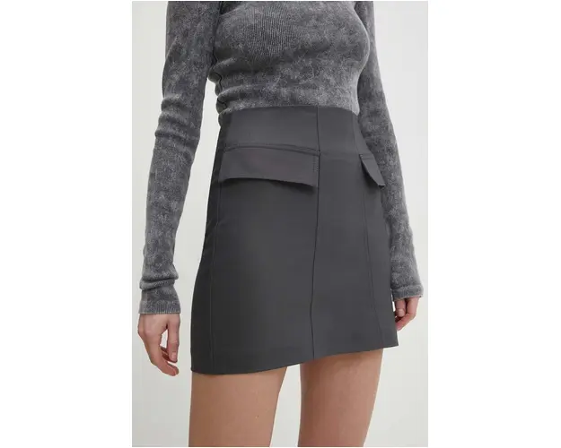 Answear Lab fusta culoarea gri, mini, evazati