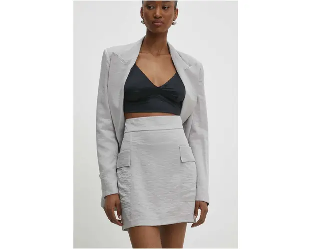 Answear Lab fusta culoarea argintiu, mini, evazati