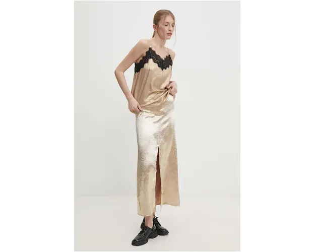 Answear Lab fusta culoarea auriu, maxi, evazati
