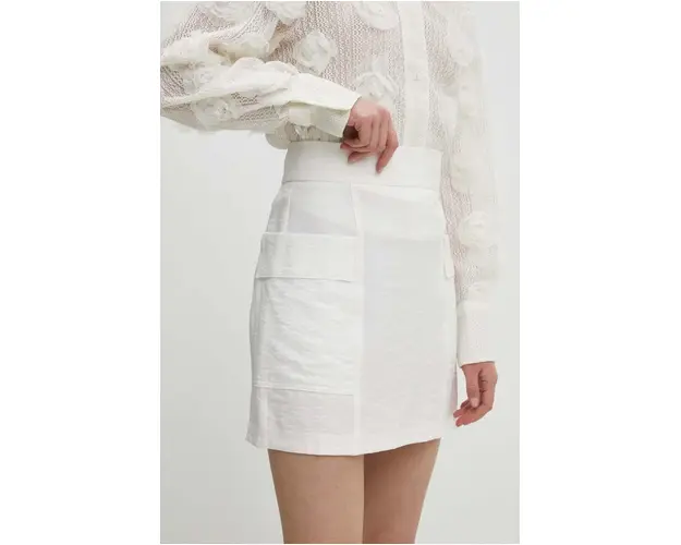 Answear Lab fusta culoarea alb, mini, drept