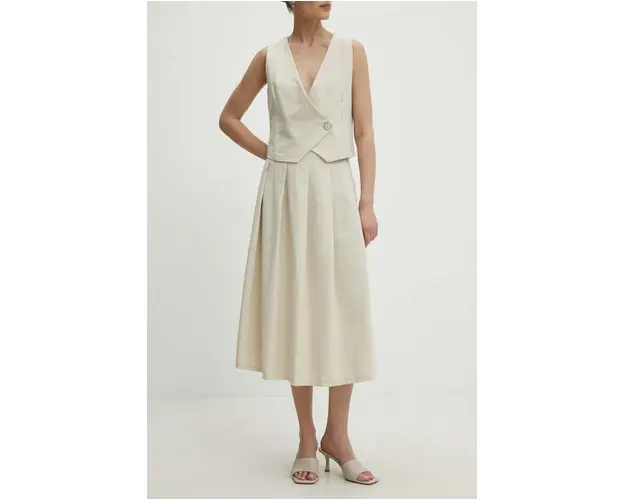 Answear Lab fusta culoarea bej, midi, evazati