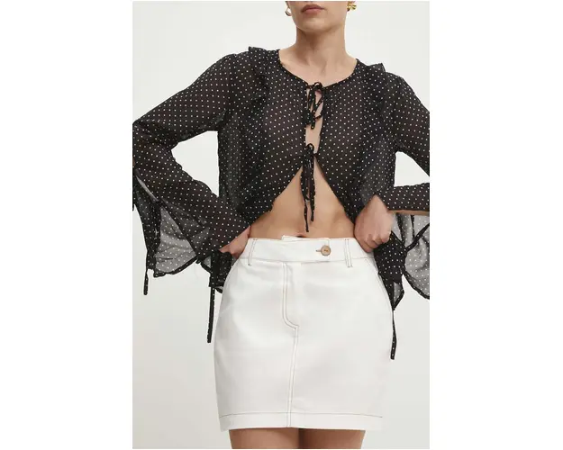 Answear Lab fusta din bumbac culoarea alb, mini, creion