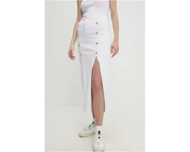 Answear Lab fusta jeans culoarea alb, maxi, drept