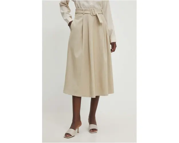 Answear Lab fusta culoarea bej, midi, evazati