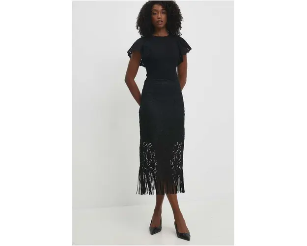 Answear Lab fusta culoarea negru, midi, drept