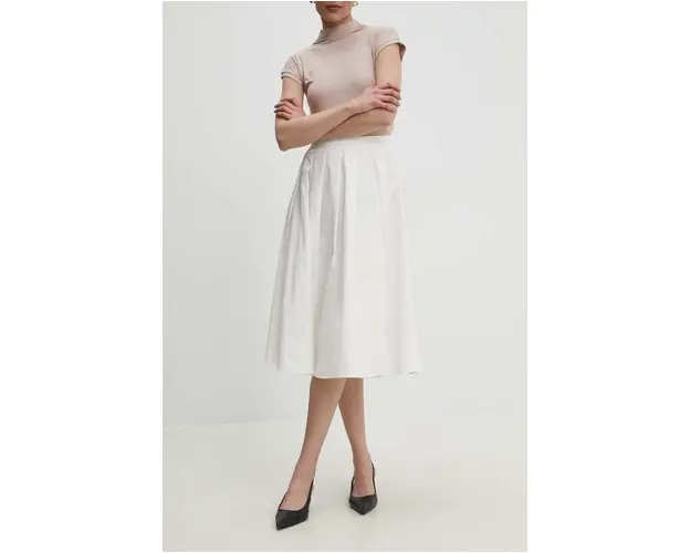 Answear Lab fusta culoarea alb, midi, evazati