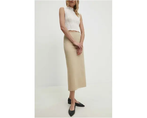 Answear Lab fusta culoarea bej, midi, drept