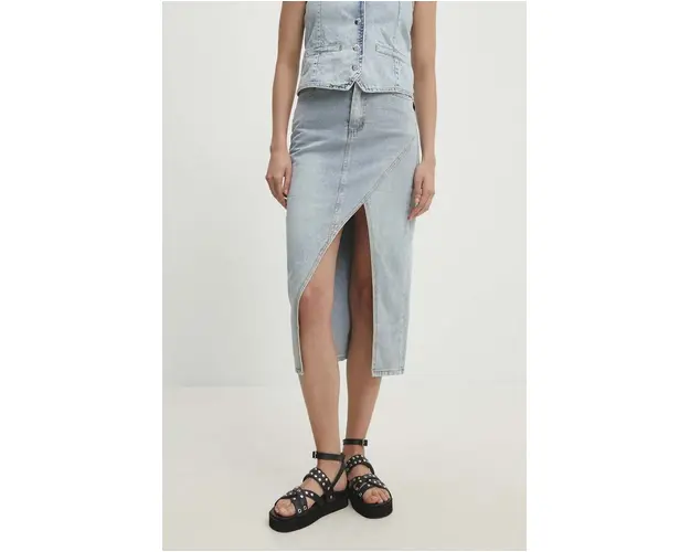 Answear Lab fusta jeans midi, drept