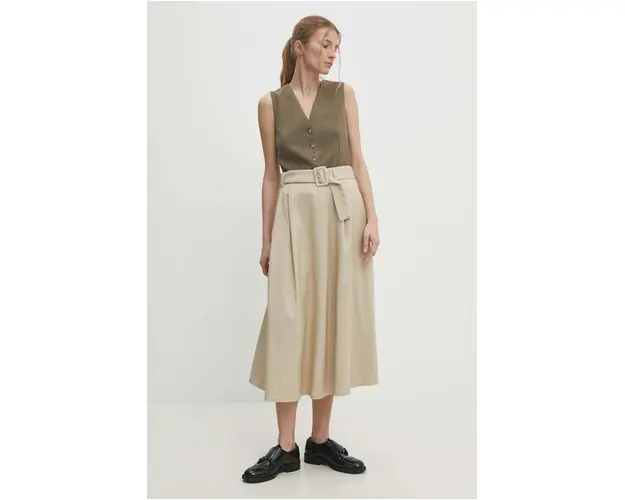 Answear Lab fusta culoarea bej, midi, evazati