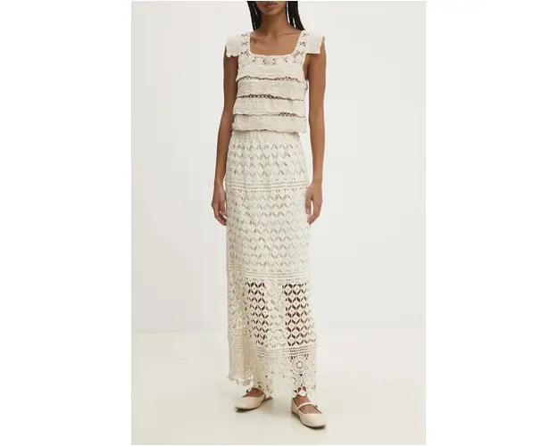 Answear Lab fusta din bumbac culoarea bej, maxi, drept