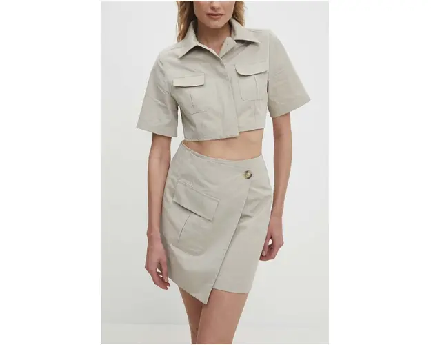 Answear Lab fusta din bumbac culoarea bej, mini, drept