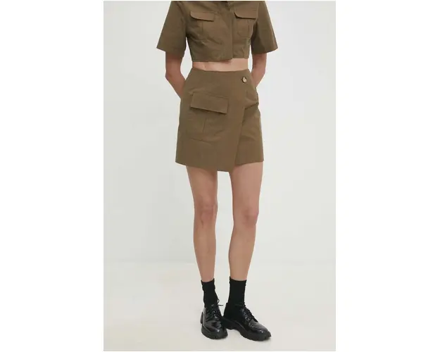 Answear Lab fusta din bumbac culoarea verde, mini, drept