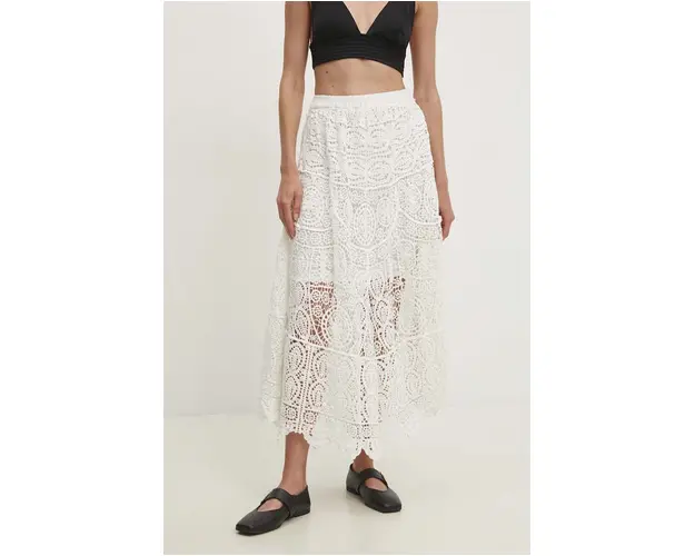 Answear Lab fusta din bumbac culoarea alb, midi, evazati