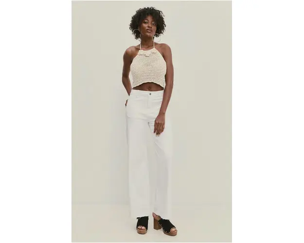 Answear Lab jeansi femei, culoarea alb