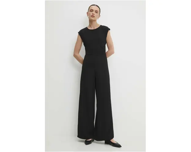 Answear Lab salopeta culoarea negru, cu decolteu rotund
