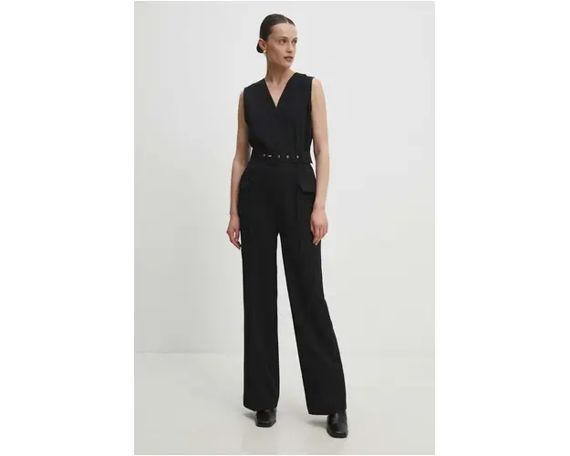 Answear Lab salopeta culoarea negru, cu decolteu in v