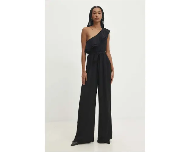 Answear Lab salopeta culoarea negru, cu decolteu rotund