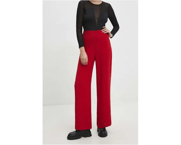 Answear Lab pantaloni femei, culoarea rosu, lat, high waist