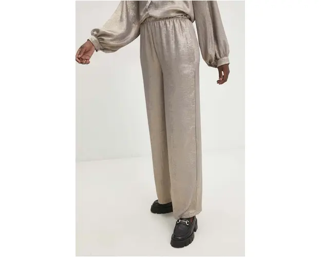 Answear Lab pantaloni femei, culoarea auriu, lat, high waist