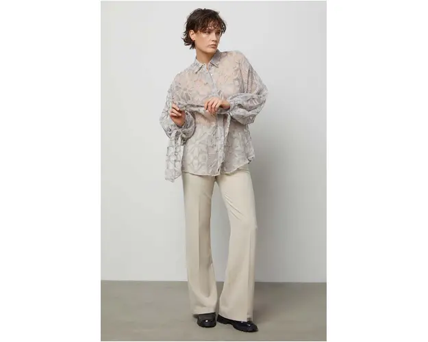 Answear Lab pantaloni femei, culoarea bej, drept, high waist