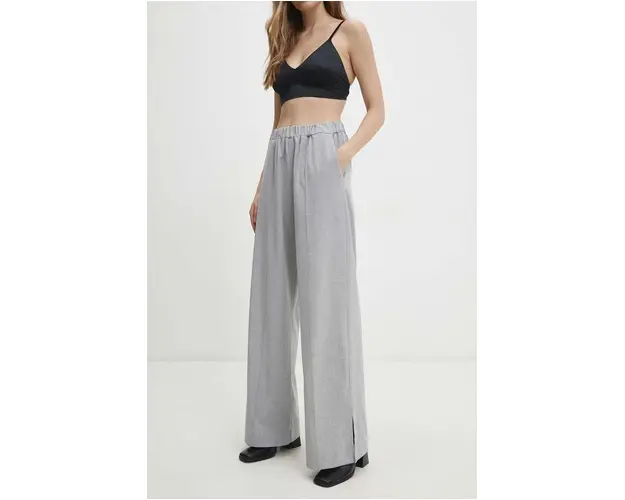 Answear Lab pantaloni femei, culoarea gri, lat, high waist