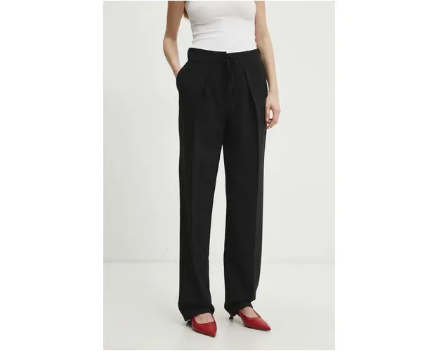 Answear Lab pantaloni femei, culoarea negru, drept, high waist