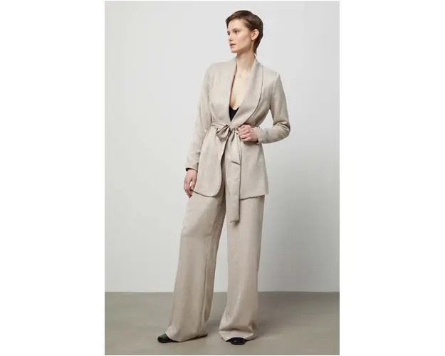Answear Lab pantaloni femei, culoarea bej, lat, high waist