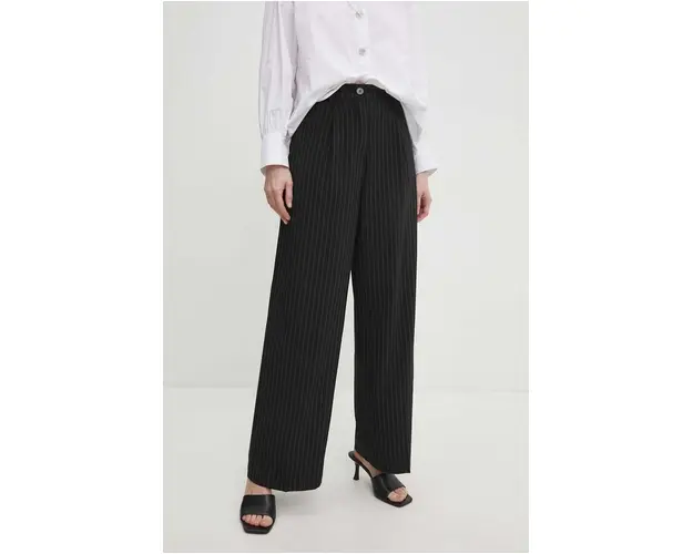 Answear Lab pantaloni femei, culoarea negru, lat, high waist