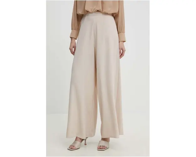 Answear Lab pantaloni femei, culoarea bej, lat, high waist