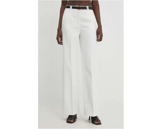 Answear Lab pantaloni femei, culoarea alb, lat, high waist