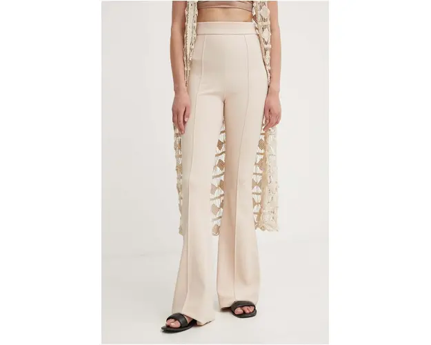 Answear Lab pantaloni femei, culoarea bej, mulata, high waist