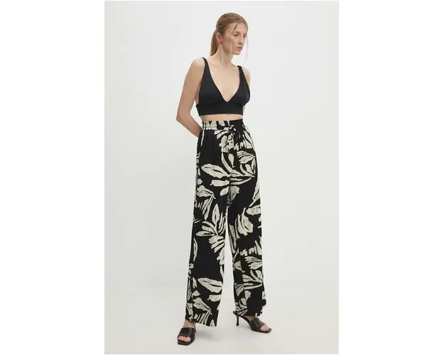 Answear Lab pantaloni femei, culoarea negru, drept, high waist