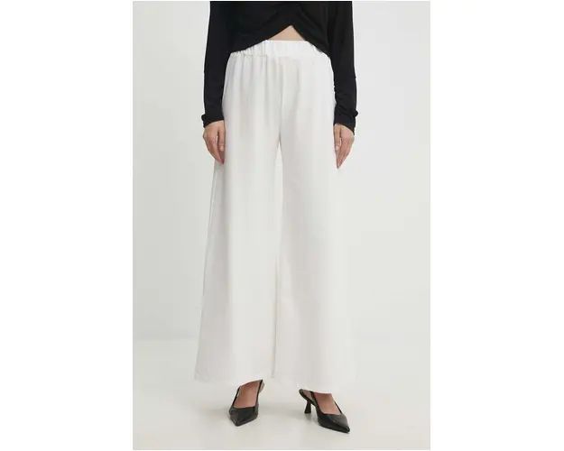 Answear Lab pantaloni femei, culoarea alb, lat, high waist