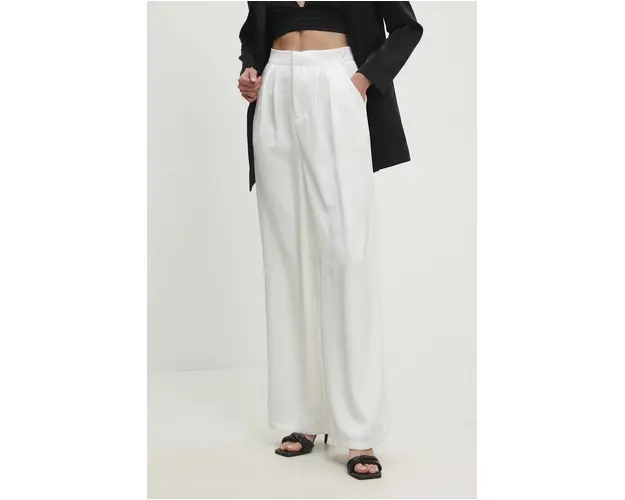 Answear Lab pantaloni femei, culoarea alb, drept, high waist