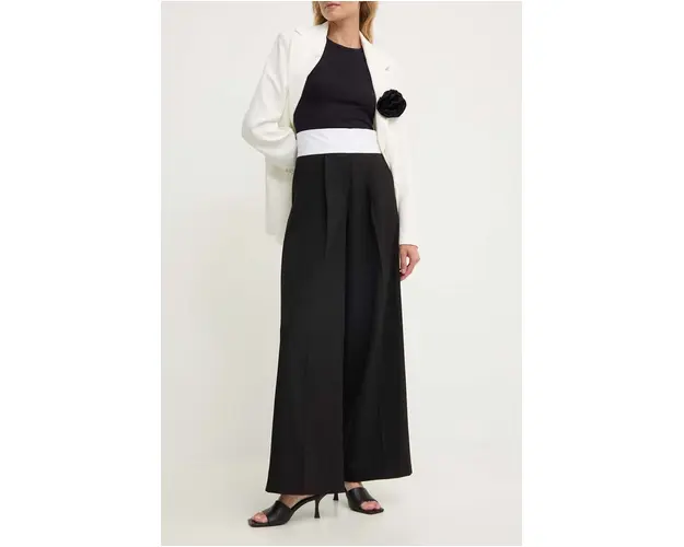 Answear Lab pantaloni femei, culoarea negru, lat, high waist