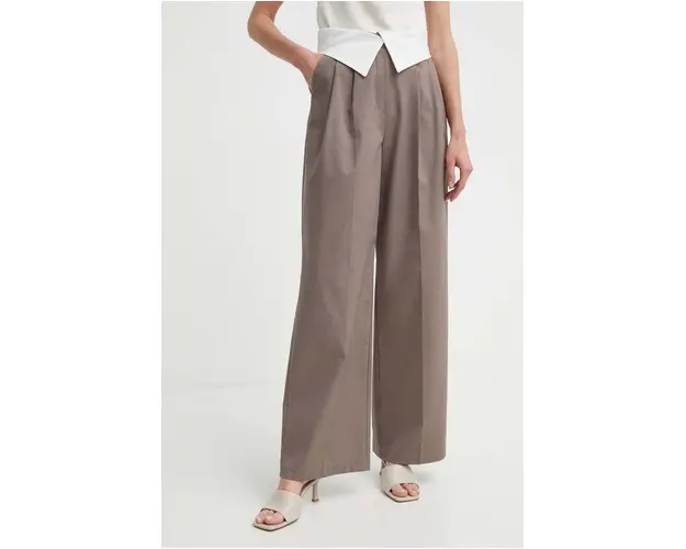 Answear Lab pantaloni femei, culoarea maro, lat, high waist