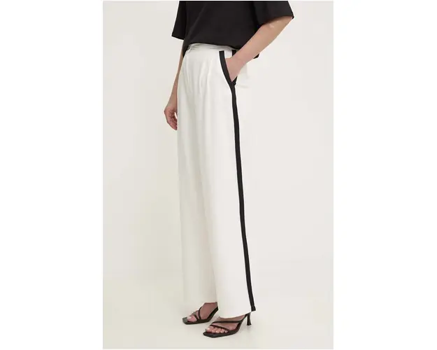 Answear Lab pantaloni femei, culoarea alb, drept, high waist