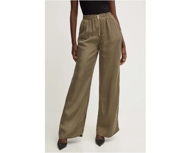 Answear Lab pantaloni femei, culoarea verde, lat, high waist