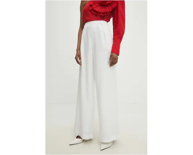 Answear Lab pantaloni femei, culoarea bej, lat, high waist