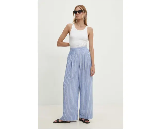 Answear Lab pantaloni de bumbac lat, high waist