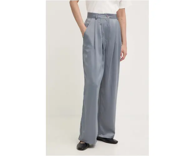 Answear Lab pantaloni femei, culoarea gri, drept, high waist
