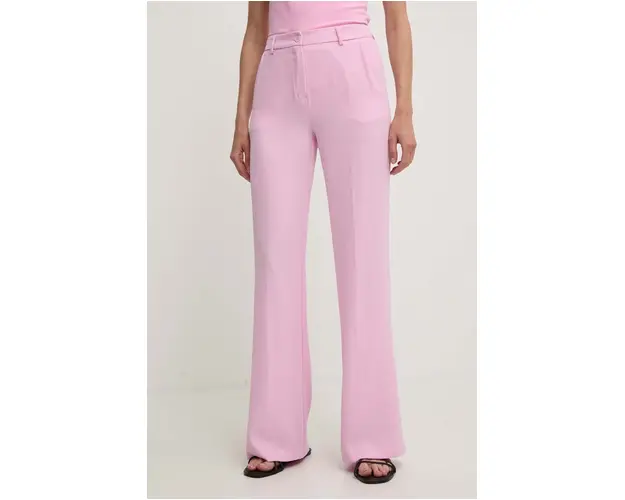 Answear Lab pantaloni femei, culoarea roz, drept, high waist