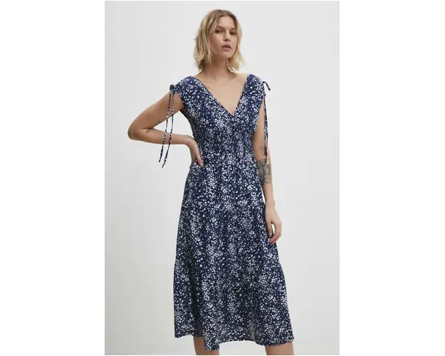 Answear Lab rochie culoarea albastru marin, midi, evazati